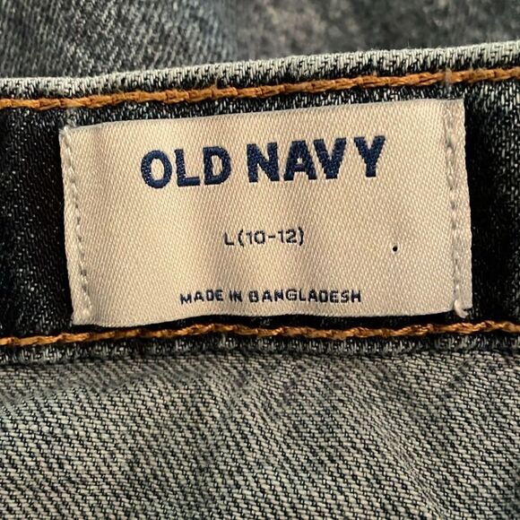 Old Navy Denim Blue Jean Short Skirt Girls Size L (10-12) Snap Front - Picture 3 of 8